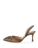 Iliaric Jeweled Satin Halter Pump, Brown