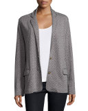 Two-Button Herringbone Blazer, Black/Ivory