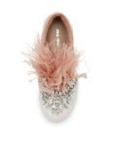 Jeweled Feather Skate Sneaker, Neutral