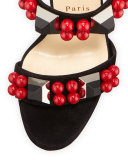 Pyrabubble Studded Red Sole Sandal, Black/Red