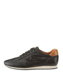 Trafton Grand.OS Vintage Leather Trainer, Black 