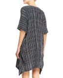 Interlace-Printed V-Neck Poncho Dress