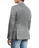 Deconstructed Herringbone Sport Jacket, Gray