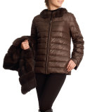 Reversible Sable Fur Vest & Puffer Jacket, Brown