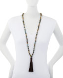 Xandra Suede Tassel Necklace, Blue/Brown