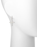 14k White Gold Diamond Cross Dangle Earrings