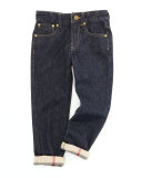 Boys' Check-Cuff Jeans, Indigo, 4Y-10Y