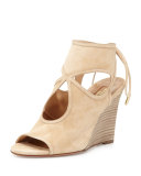 Sexy Thing Suede Wedge Sandal, Nude