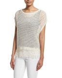 Pandora Crochet Sweater with Fringe Hem