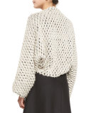 Bicolor Knit Shrug, Ivory/Black