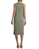 Lace-Up Sandwash Rib Midi Tank Dress, Moss
