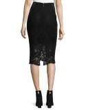 Vien Lace Pencil Skirt, Black/Navy
