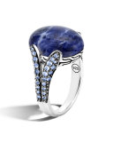 Batu Classic Chain Sodalite Ring with Blue Sapphires, Size 7
