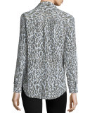 Slim Signature Animal-Print Shirt, Army Jacket/Multi