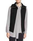 Ribbed Zip-Front Sweater Vest, Black