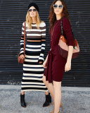 Long-Sleeve Striped Maxi Dress, Harvest White/Multicolor