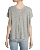 Malibu Linen V-Neck T-Shirt, Heather Gray