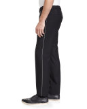 Chain-Trim Flat-Front Trousers