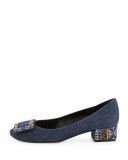 Sneaky Viv Strass Denim Pump, Dark Blue/Multi