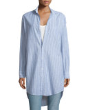 Mary Striped Chambray Shirtdress, Multi Stripe