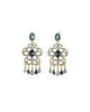 Pavé Crystal Scroll Clip-On Earrings, Blue