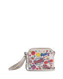 Allover Wink Sticker Crossbody Bag, Multi 