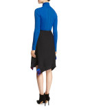 Ribbed Jersey Turtleneck Top, Blue