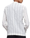 Paillette-Striped Snap-Front Blazer, Vanilla