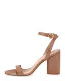 Elizabeth 2 Patent Ankle-Wrap City Sandal, Beige