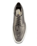 Spazzolato Leather Lace-Up Creeper, Anthracite