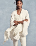 Fringed Cashmere Shawl w/ Chain Detail