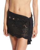 Crocheted Coverup Miniskirt, Black