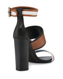 Colorblock Leather 105mm Sandal, Camel/Multi