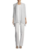 Sleeveless Gauze Long Tank, White, Plus Size