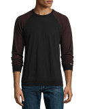 Standard Issue Colorblock Baseball T-Shirt, Black/Burgundy