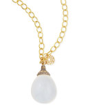 Mogul Pave Diamond Moon Quartz Drop Pendant