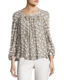 Python-Print Silk Blouse, Natural