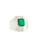 Emerald & Diamond Ring w/Stepped Rock Crystal