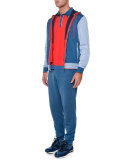 Colorblock Zip-Up Hooded Track Jacket, Blue