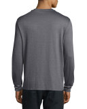 Micro-Diamond Long-Sleeve T-Shirt, Gray