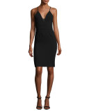 Jean Lace-Inset Fitted Sleeveless Dress, Black