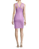 Sleeveless Jewel-Neck Ponte Dress, Dark Tulip