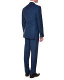 Textured Peak-Lapel Wool-Blend Suit, Navy