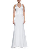 Silk Open-Back Halter Gown, White