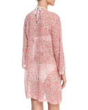 Tie-Front Floral-Print Tunic