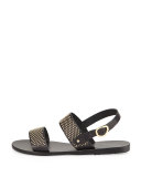 Dinami Studded Two-Band Sandal, Black