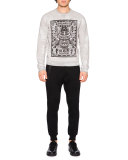 D2 Fighter Crewneck Graphic Sweatshirt, Gray