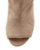Peking Peep-Toe Knee Boot, Cashew