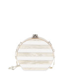Oscar Striped Clutch Bag, Nude/Clear Mirror