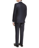 Textured Solid Wool Two-Piece Suit, Black